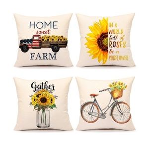 Summer Throw Pillow Cover Farm Truck Bicycle Cushion Case for Sofa Couch 18x18